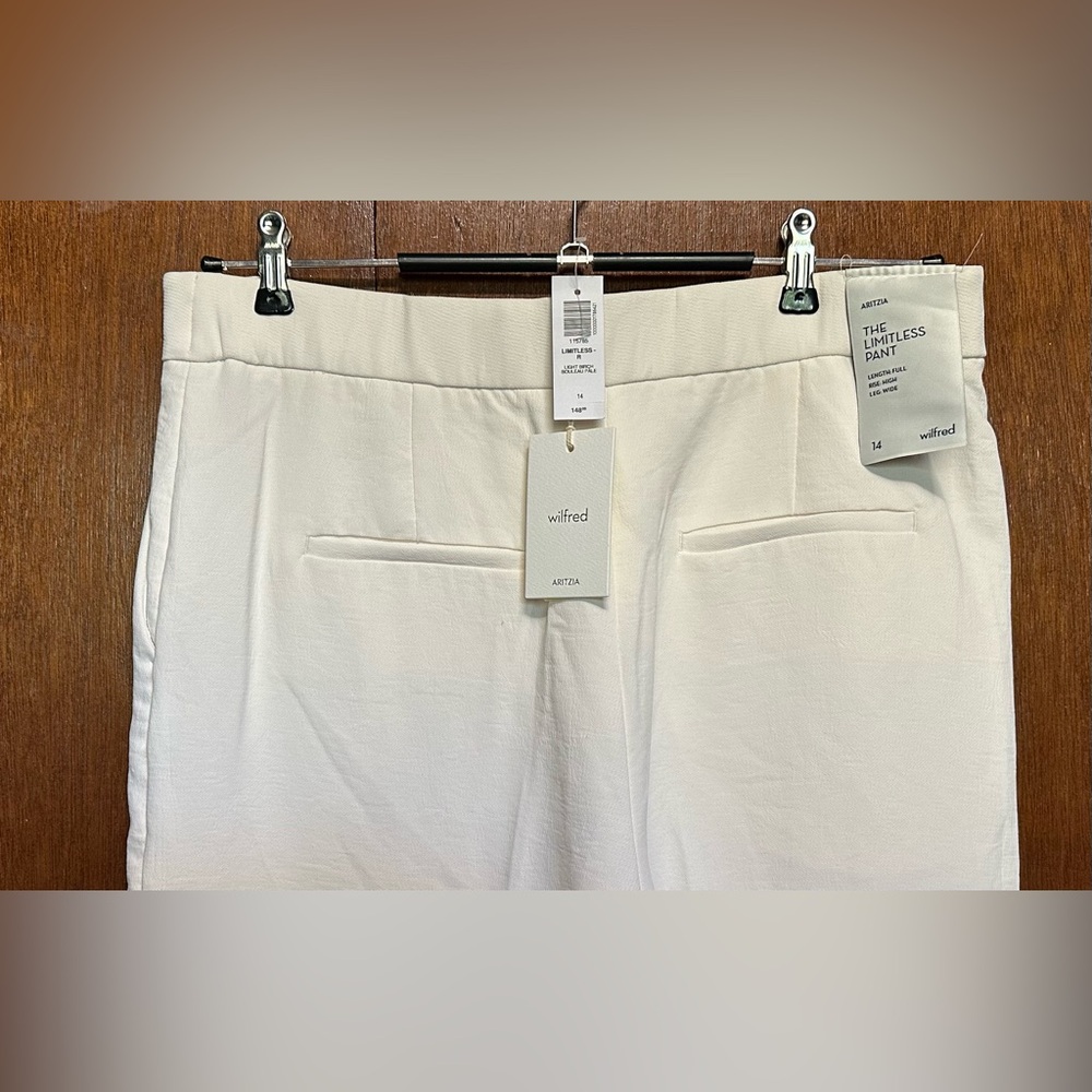 NWT Aritzia Wilfred Limitless full length/wide leg Crepette Pant in Light Birth - Picture 6 of 7